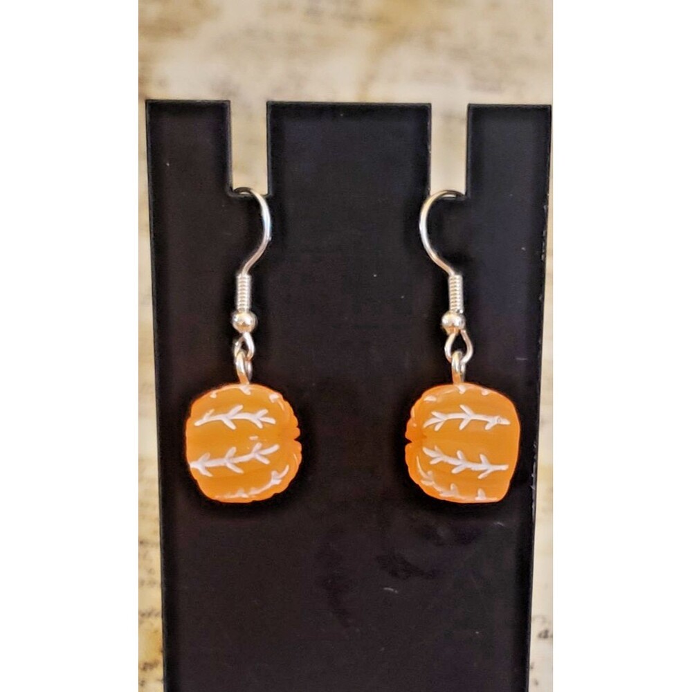 Y2K, Quirky, Whimsical, Dangling Orange / Tangerine Earrings - Orange w/ details